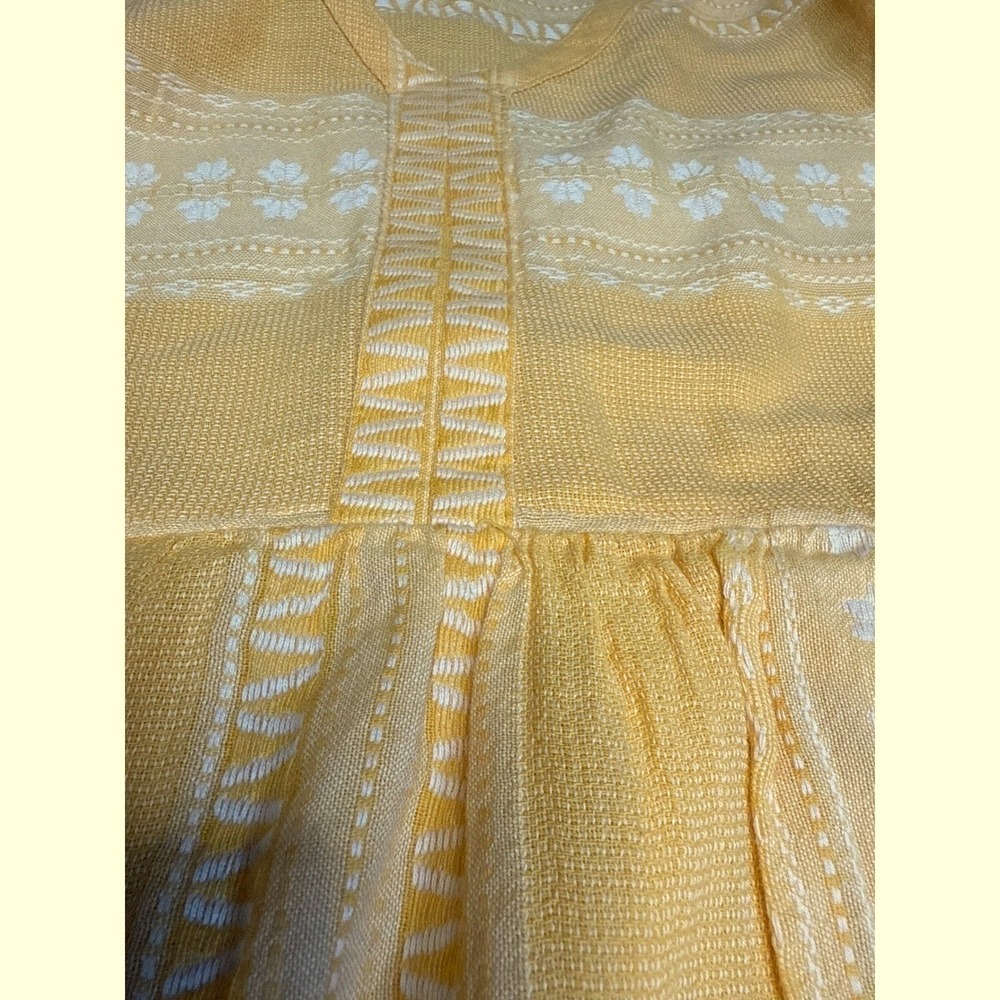 NWTs Baby Doll Organic Cotton Embroidered Tiered Mini Dress Yellow Boho V-Neck S - Picture 4 of 14